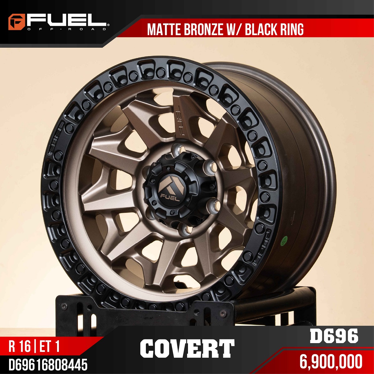 MÂM FUEL COVERT D696 MATTE BRONZE BLACK RING 16 INCH ET1