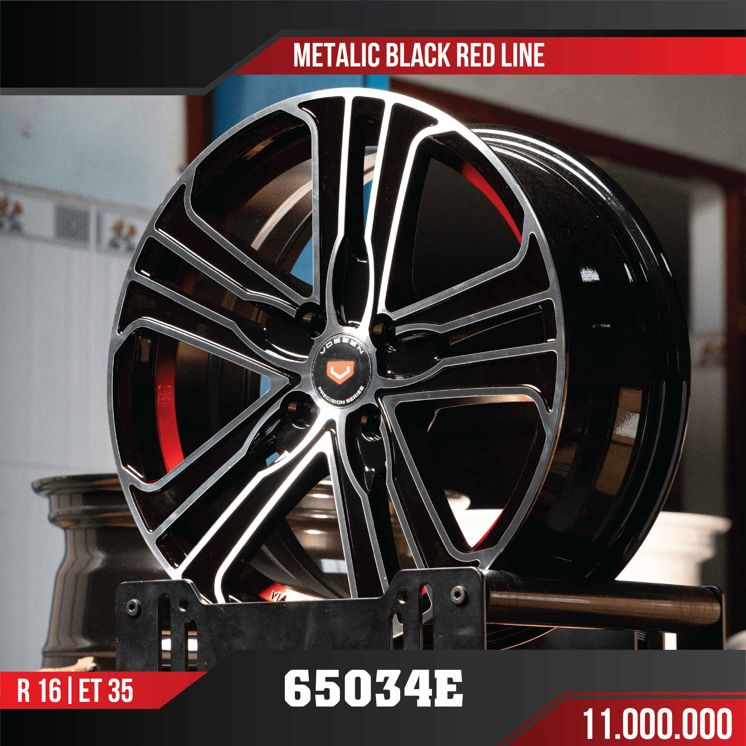 MÂM VF3 65034E METALIC BLACK RED LINE 16 INCH ET35
