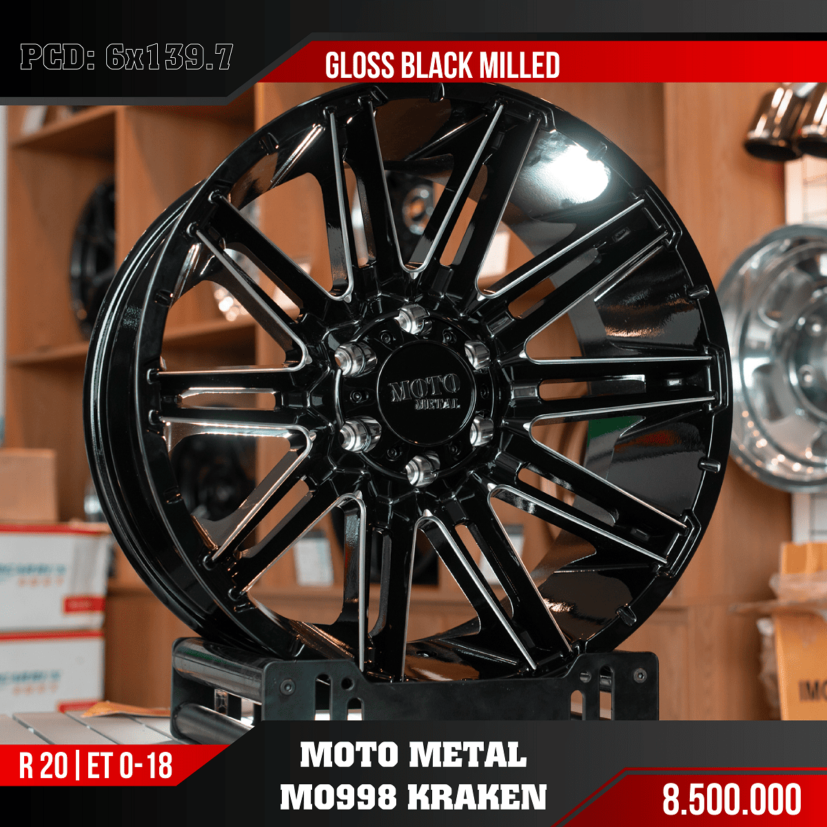 Moto Metal Gloss Black Milled 20 Inch Et -18 Mâm Moto Metal Gloss Black Milled 20 Inch ET -18