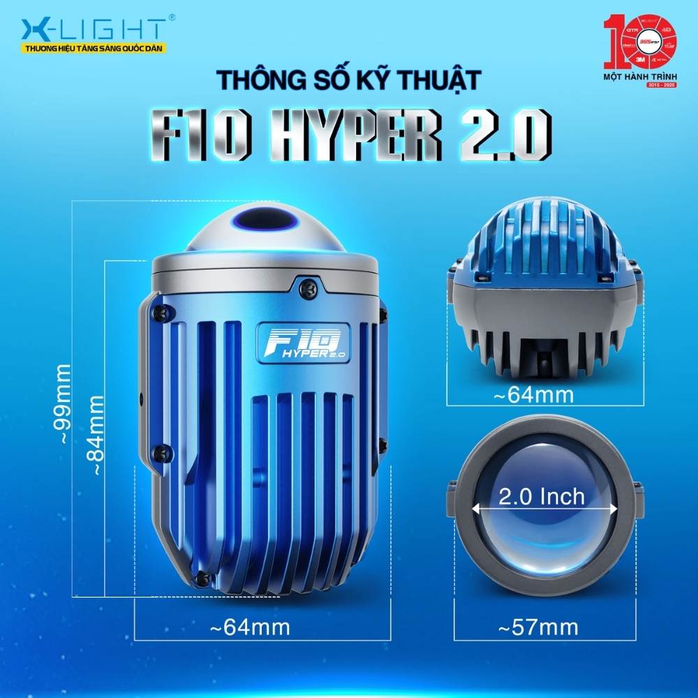 Kích thước Bi Gầm X-Light F10 Hyper 2.0 cực kỳ nhỏ gọn, thích hợp cho nhiều dòng xe