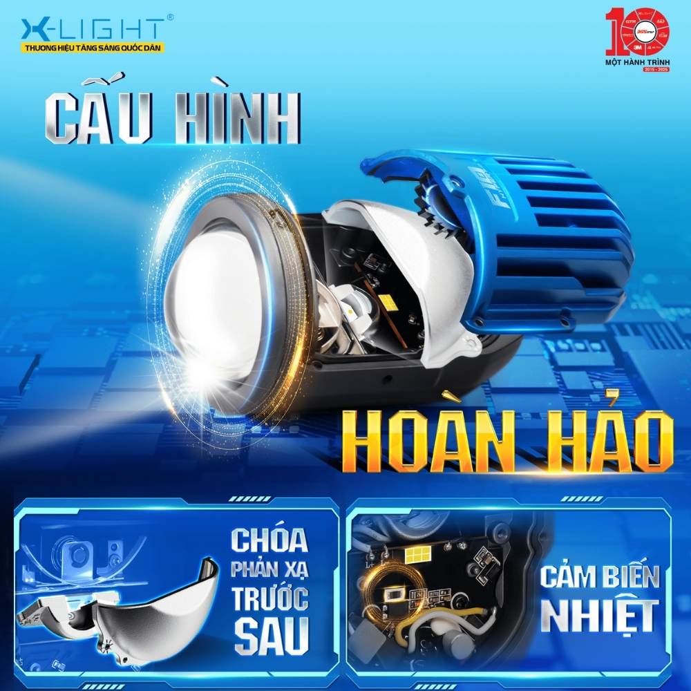 Đèn Bi Gầm X-Light F10 Hyper 2.0 thiết kế choá phản xạ hiện đại, hiệu năng cao