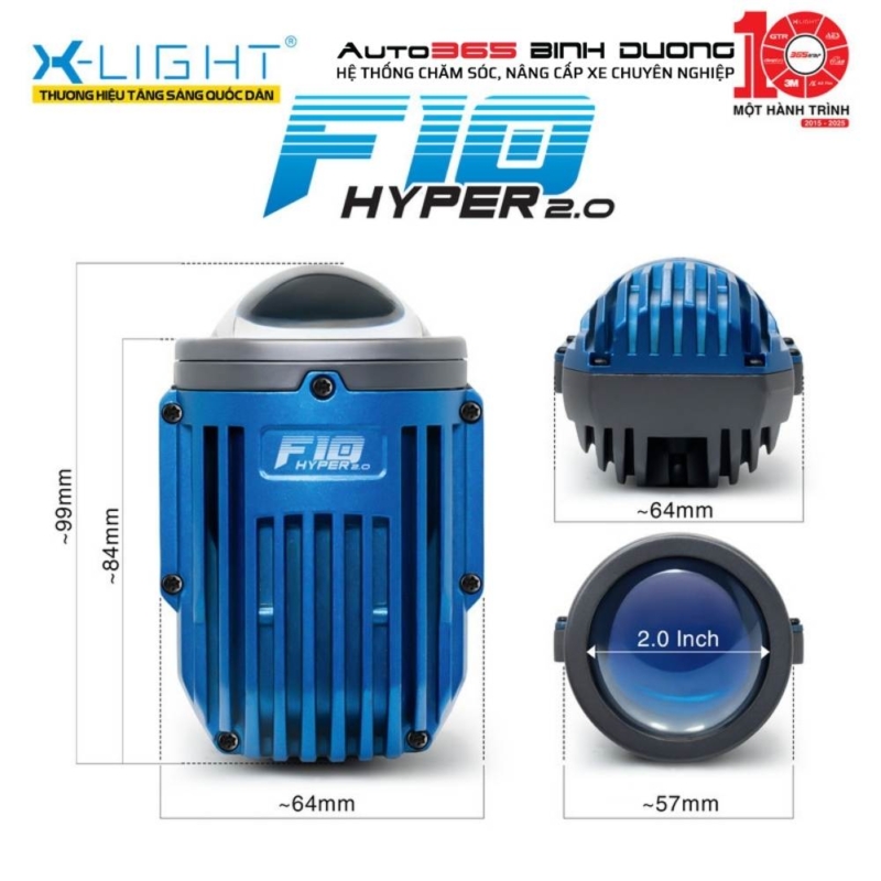 Kích thước Đèn Bi Gầm X-Light F10 Hyper 2.0