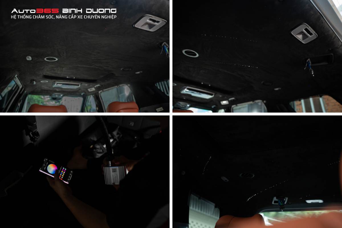 Bọc Trần Da Lộn Kia Carnival Kết Hợp Trần Sao Rơi Độc Đáo - Auto365 Bình Dương Hình ảnh thực tế hạng mục bọc trần da lộn KIA Carnival kết hợp trần sao rơi