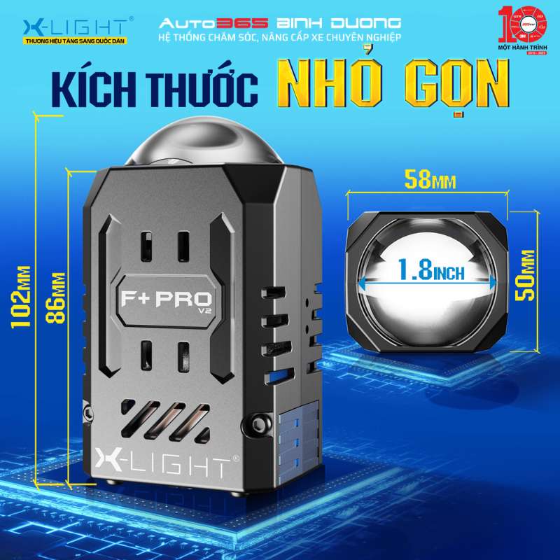 Kích thước đèn bi LED X-Light F+ Pro V2