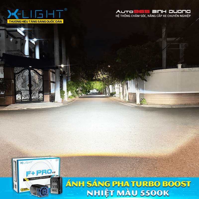 Hình ảnh test ánh sáng thực tế Pha đèn bi LED X-Light F+ Pro V2