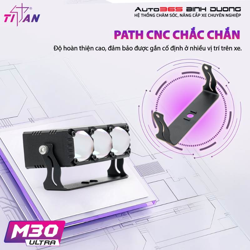 Đèn trợ sáng Titan M30 Ultra có thể lắp đặt được nhiều vị trí khác nhau trên ô tô