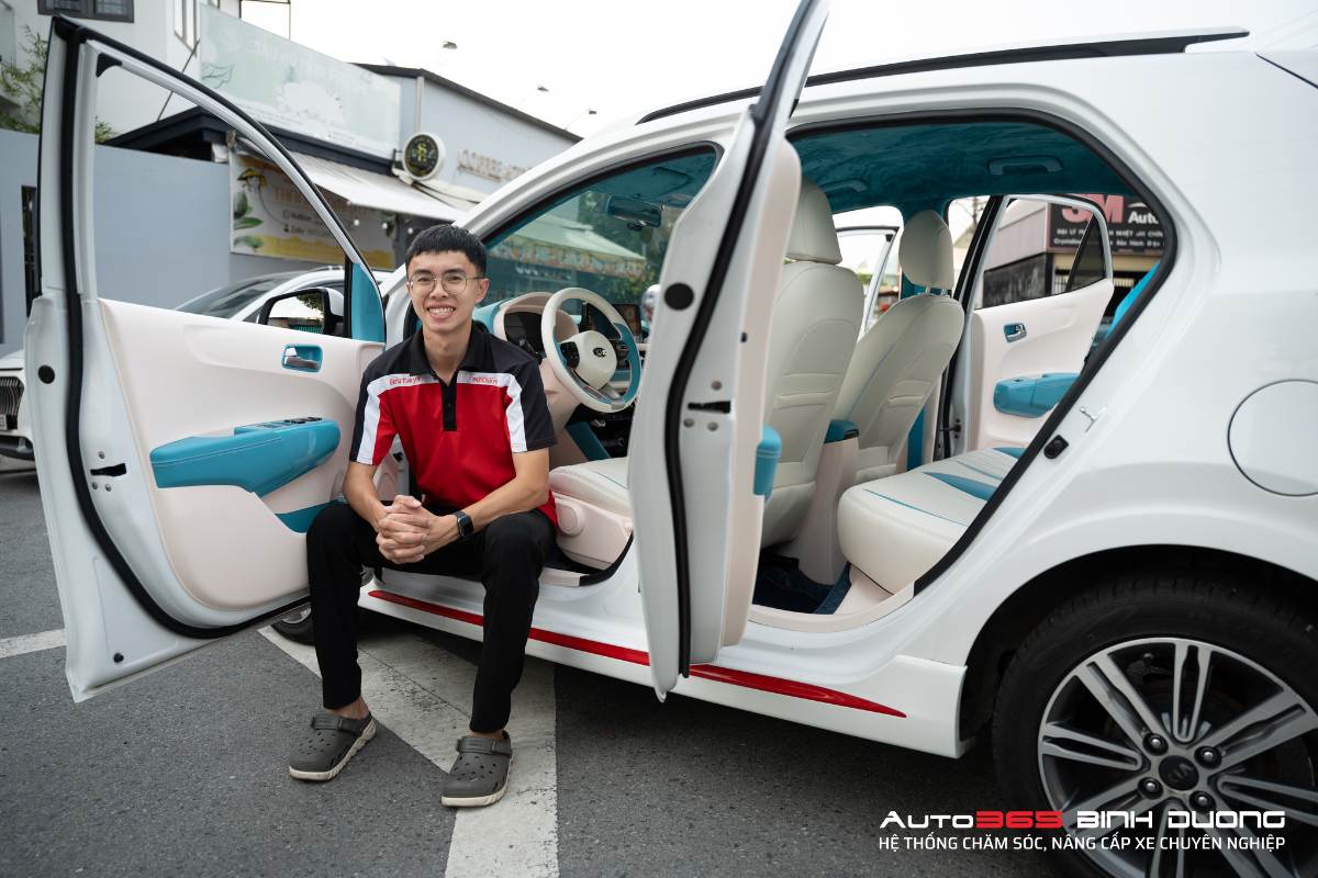 Đổi Màu Nội Thất Kia Morning 2023 Full Xanh - Trắng - Auto365 Bình Dương Đổi màu nội thất Kia Morning 2023 tại Auto365 Bình Dương với muôn vàn ưu đãi hấp dẫn