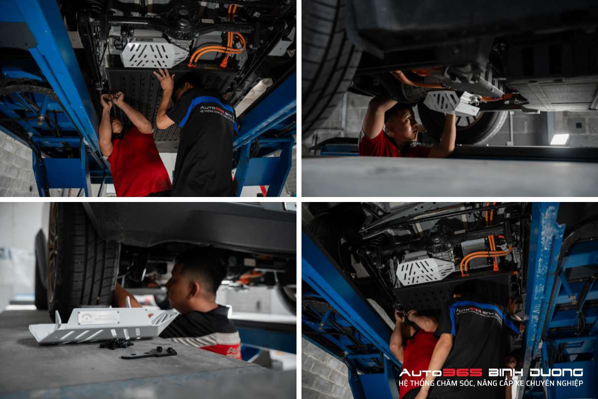 Thi công lắp đặt Giáp Bảo Vệ Mô Tơ Điện Vinfast VF3 bởi kỹ thuật viên chuyên nghiệp