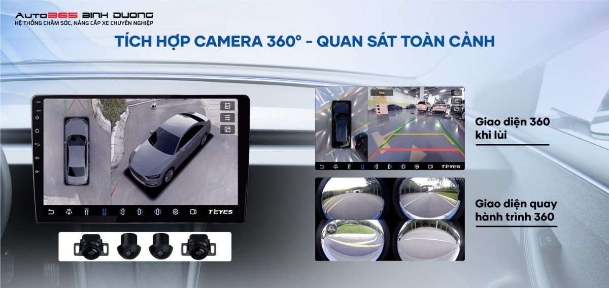 Màn hình Android TEYES CC3L 360 tích hợp hệ thống camera 360 độ giúp quan sát toàn cảnh