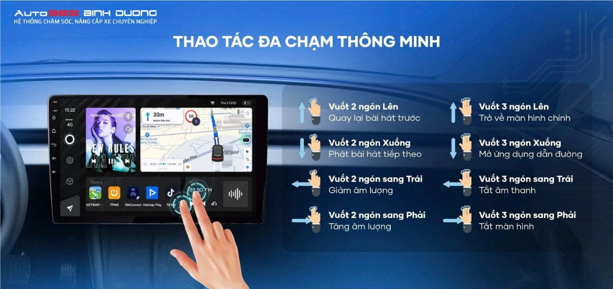 Thao tác đa chạm thông minh dễ dàng trên màn hình Android TEYES CC3L Lite