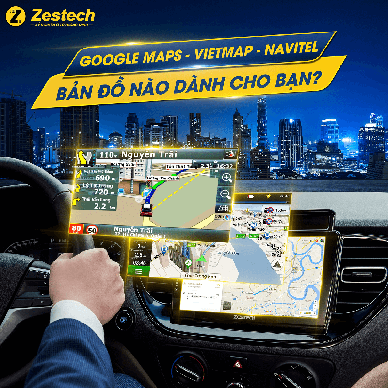 Android Box Zestech Dx265 Pro - Auto365 Bình Dương Tính năng chỉ dẫn đường thông qua 3 phần mềm tiện ích